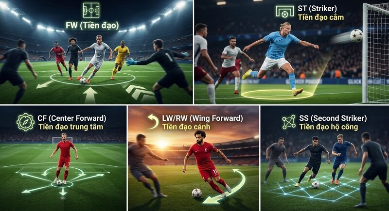 viết tắt các vị trí trong bóng đá