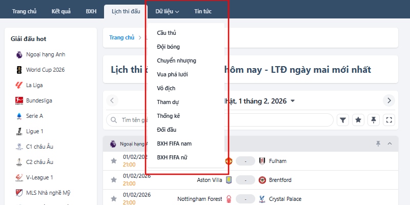 Xem dữ liệu bóng đá và nắm tin tức nhanh tại FIFADATA